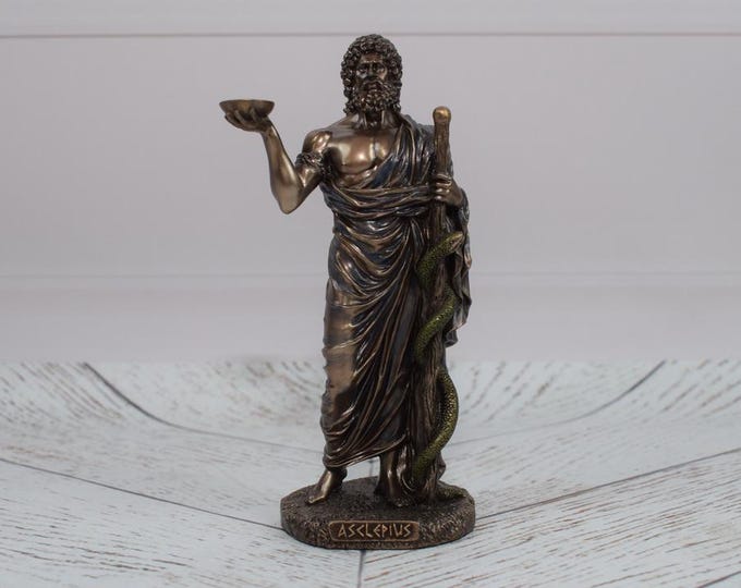 Asclepius God of Medical Art - Medicine Statue - Ancient Greek Statue - Handmade Gift for Doctor - Home and Office Decor - Mythology Figure