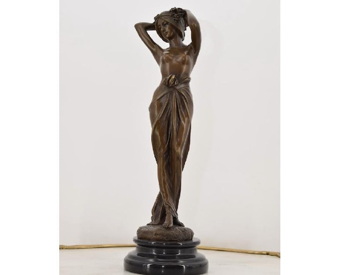 Bronze Woman in Dress - Bronze Figurine on Marble Base - Act Bronze Statue - Gift Idea - Home Decor - Housewarming Gift
