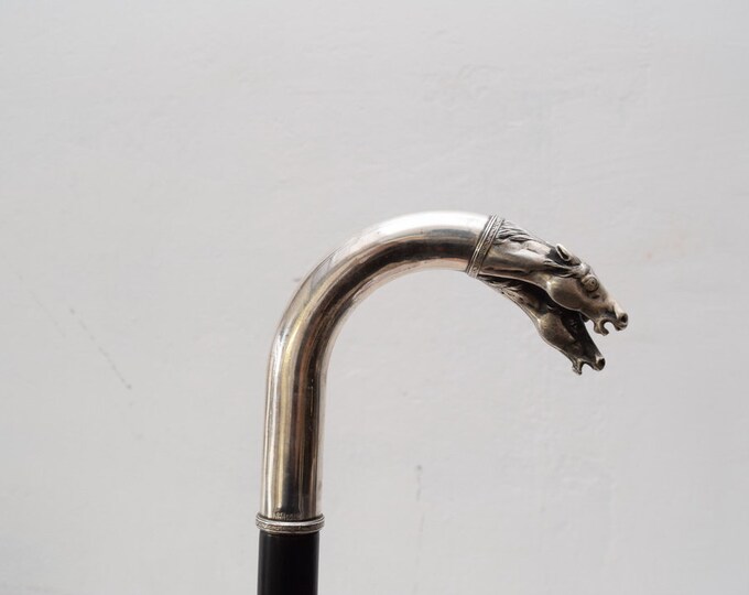 3 Horses Horse - Imperial Russia Silver - Walking Stick Hand Made - Solid Wood - Rare Russia 84 Style - Amazing Art Work Cane