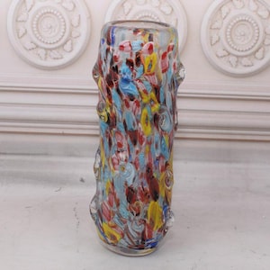 Colorful Glass Vase - Colorful Vase Murano Style Flower Pot - Hand Made Venetian Vintage Glass - Home Decor - Gift Idea