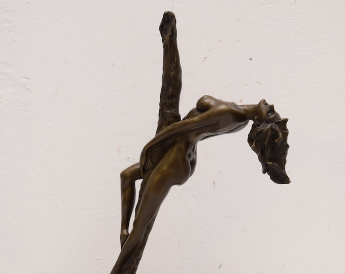 Act woman on a branch  bronze figurine - bronze sculpture female act - act of a beautiful woman - Mature Concept -