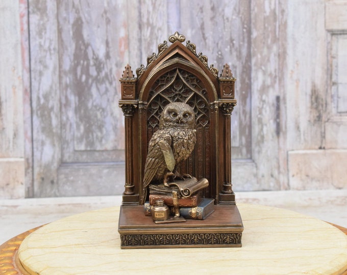Owl on Book Bookends - Owl Sculpture - Book Support Owl - Elegant Gift for Student - Handmade Owl - Home and Office Decor