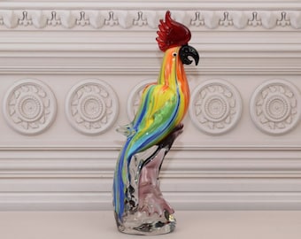XL ムラーノスタイルの雄鶏の置物：イタリアのベネチアンガラス彫刻