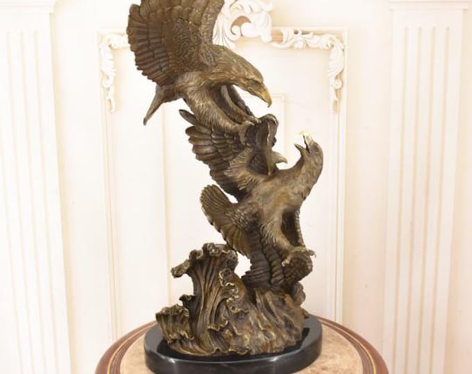 Vintage Bronze Fighting Eagles Sculpture – Limited Edition