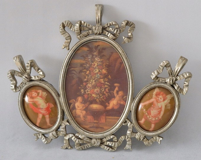 Silver 3 in 1 Photo Picture Frame - Silver Photo Frame - Ornaments Vintage Style