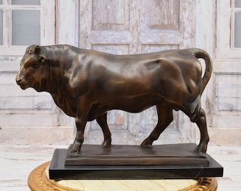 Very Large Bull Bronze Statue - Solid and Heavu Sculpture Bull - Art Work Sculpture Bull - Bull Symbol of Wealth - US Statue New York Statue