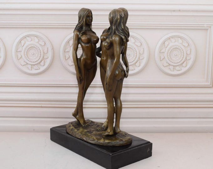 Three nude women bronze figurine - statue three sisters - three nude women - luxury gift mature contept - home decor
