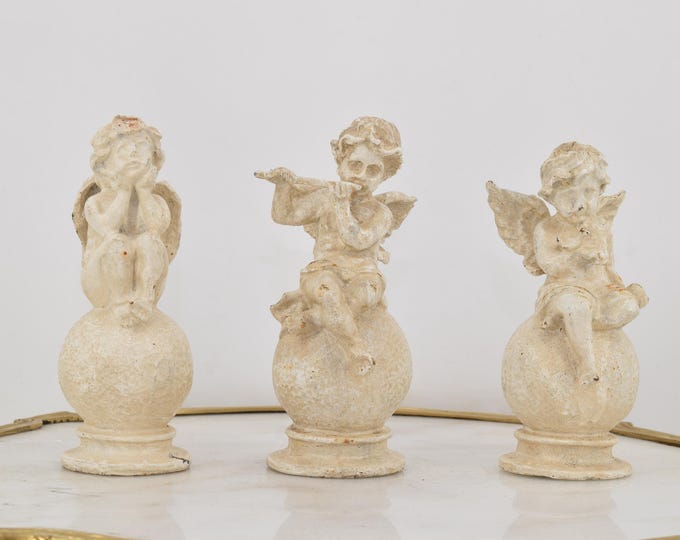 Cast Iron Three Angels Statue – Rustic Solid Heavy Angel Sculpture – Garden or Home Decor – Antique Figurine – Spiritual Gift Idea