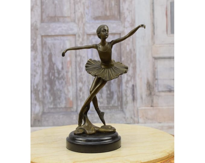 Young Ballerina Bronze Statue on Marble Base - Dancer in Dress Sculpture  - Dance Trophy - Dancing Woman - Home Decor - Gift Idea