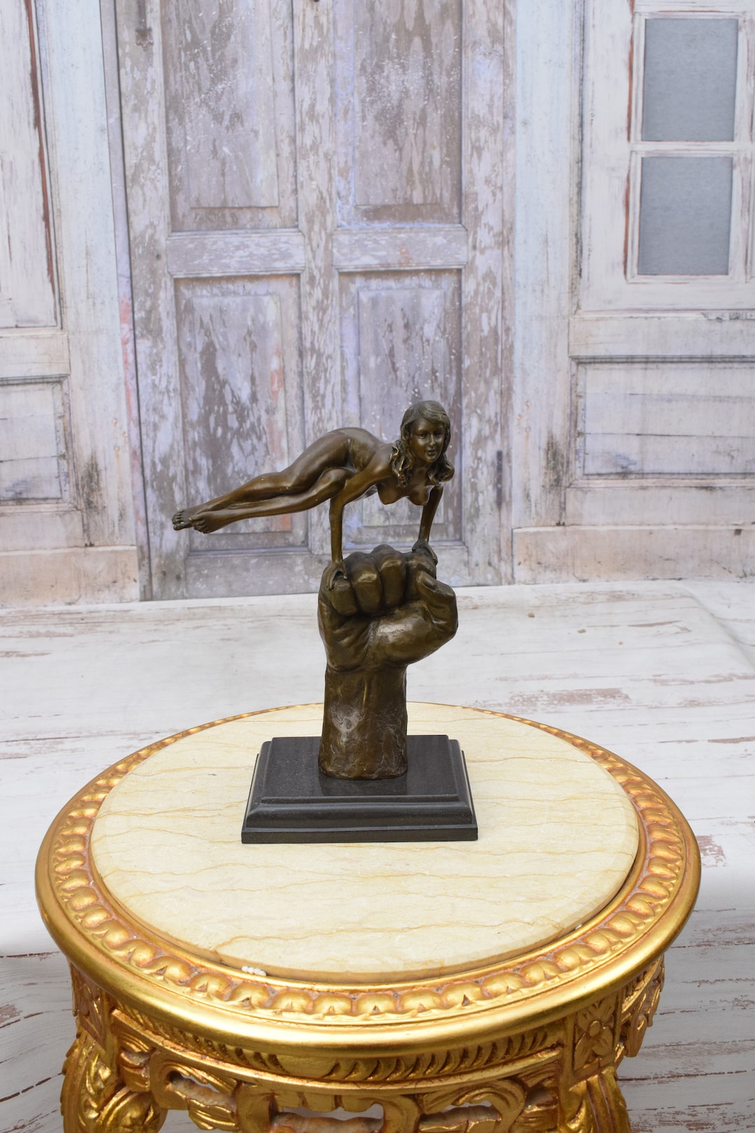 タイ仏像 女性ダンサーのブロンズ像 ブロンズ彫刻。19世紀後半