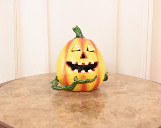 Cast Iron Mechanical Pumpkin Bank – Funny Vintage Money Box