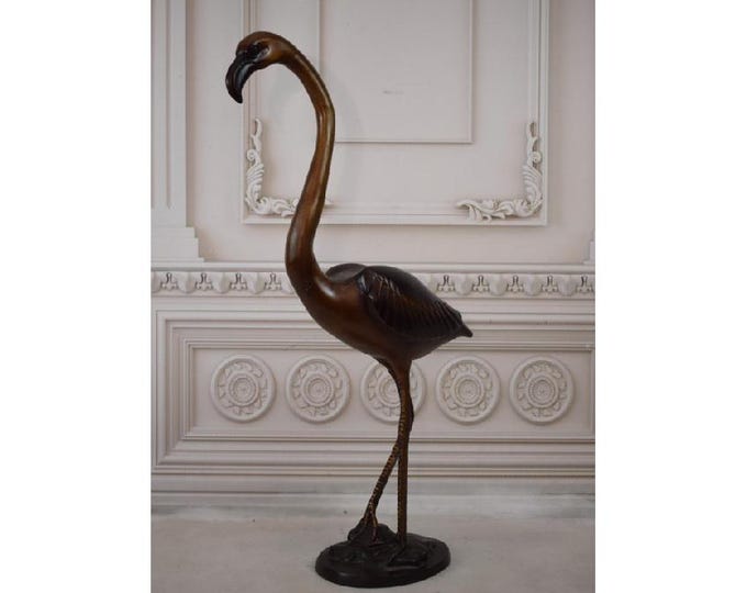 Beatutiful Bronze Stand Flamingo - Nice Detail and Beautiful Colours - Flamingo Statue for Garden - Home Decor - Gift for Wedding, Birthday