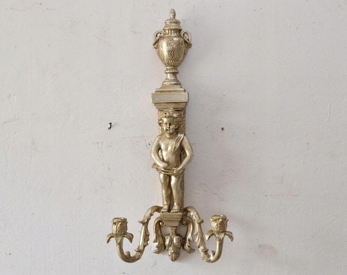 Vintage Angel Candelabra – Silver Two-Arm Candle Holder