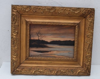 Gierymski Painting Landscape - Nocturne Old Oil on Wood - Polish Art - Exclusive Gift