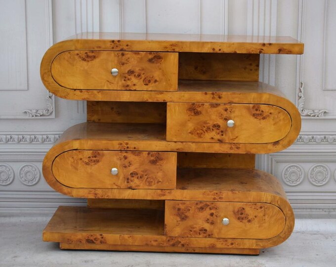 Art Deco Night Stand – Unique Triangular Chest of Drawers – Vintage Wardrobe Cabinet – Elegant Home Decor – 8 Drawers