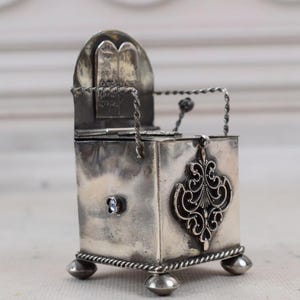 Increíble azucarero antiguo, salero con cuchara - Plata judía Tsar Plata 84 - Artículo de colección - Regalo judaico - Decoración del hogar, la cocina - Arte en plata