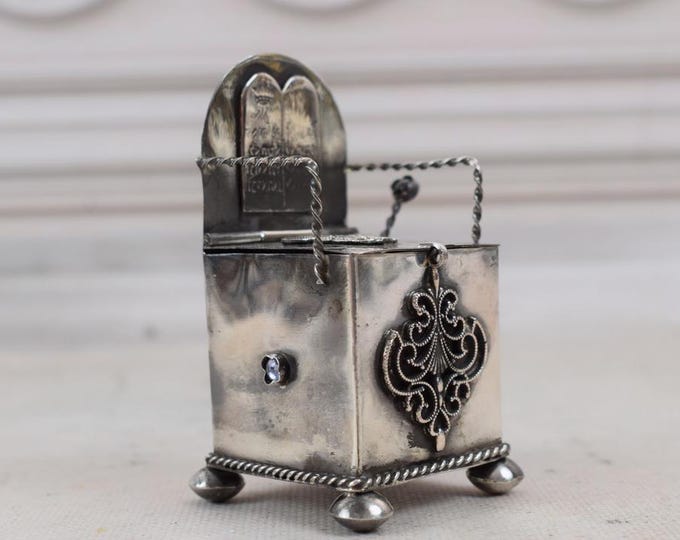 Amazing Antique Sugar, Salt Box with Spoon - Tsar Jewish Silver Silver 84 - Collector Item - Judaica Gift - Home, Kitchen Decor - Silver Art
