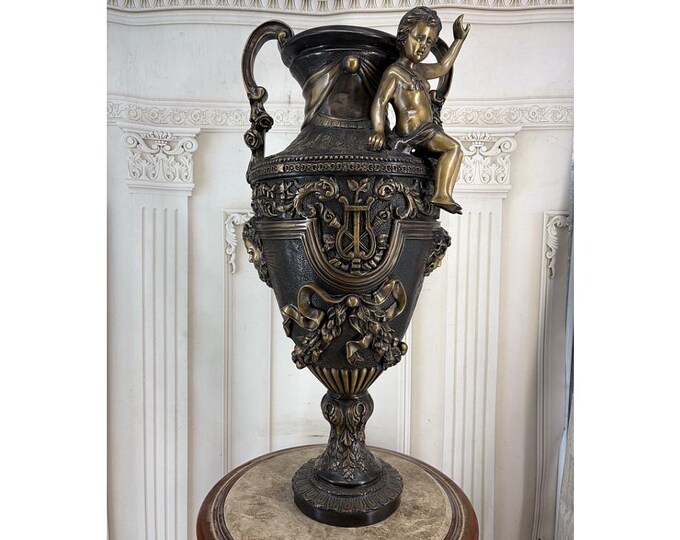 Antique Bronze Figural Amphora Vase – French Art Deco Urn Circa 1920