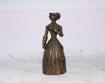 Bronze Reception Bell: Aristocrat Woman Statue, Office Decor