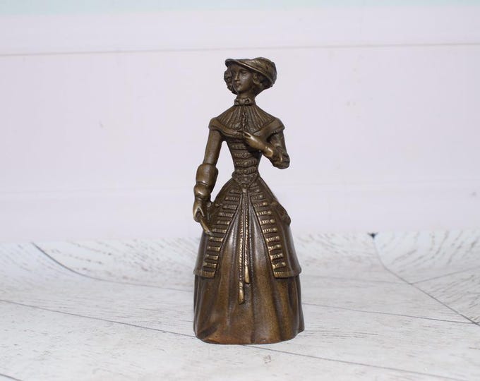Woman Aristocrate - Bronze Small Bell - Bronze Statue - Recepcion Bell Hotel, Office Decor - Gift Idea