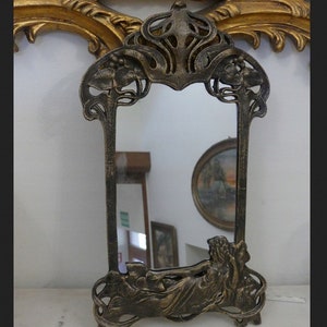Miroir en fonte de style Art Nouveau - Miroir vintage sur pied - Acte Femme - Miroir de chambre - Style vintage