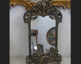 Cast Iron Art Nouveau Style Mirror - Stand Vintage Mirror - Act Woman - Bedroom Mirror - Vintage Style