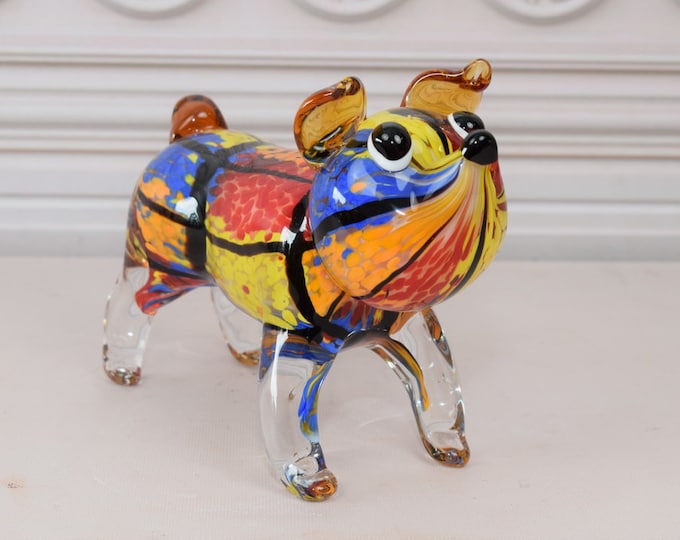 Colorful Dog Murano Style - Amazing Dog Glass - Sculpture Murano from Italy - Home Decor - Good Gift Idea for Birthday, Housewarming Wedding