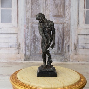 Man Act Auguste Rodin Bronze Statue on Marble Base - Adam Auguste Rodin Style - Mythological Bronze Sculpture - Gift Idea - Home Decor