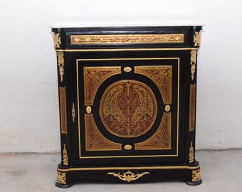 French Boulle Style Commode: Bent Wood Chest with Bronze Ornaments