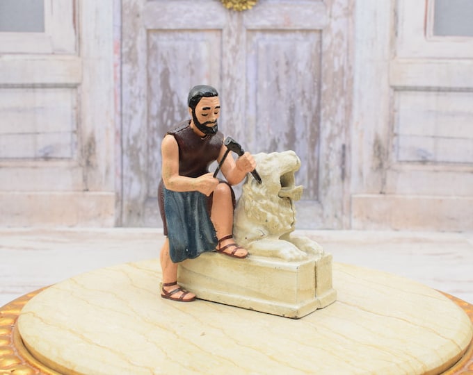 Cast iron Mechanical Bank - Sculptor and Lion - Vintage Money Box - Collector Mechanical Bank - Home Decor - Gift Idea