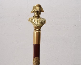 Napoleon Bonaparte Walking Stick: Wooden Cane with Bronze Art Deco Handle