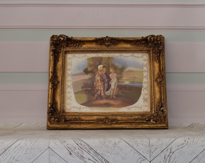 Vintage Painting on Porcelain - Gold Frame - Greek Mythology Painting - Wall Decor - Wall Art - Home Decor - Gift for Birthday