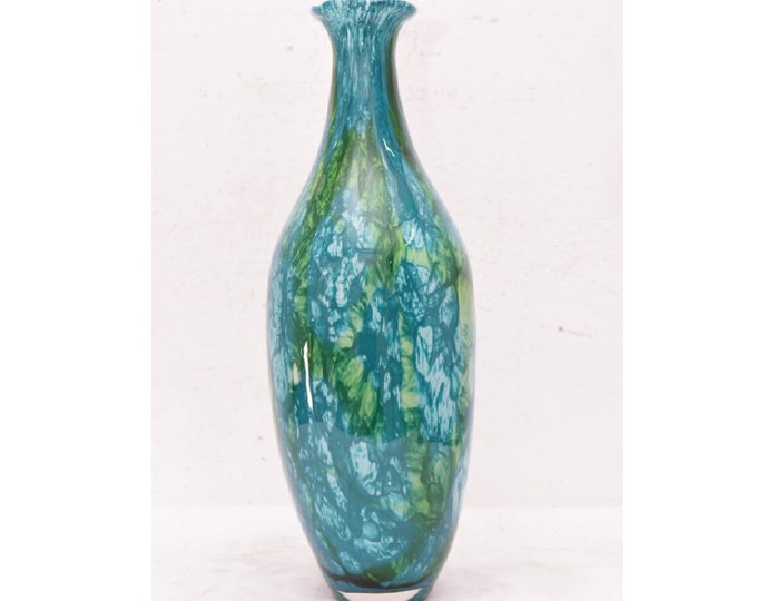 Blue Long Vase Murano Style - Elegant Vase Gift Italian Venetian Product - Glass Vase