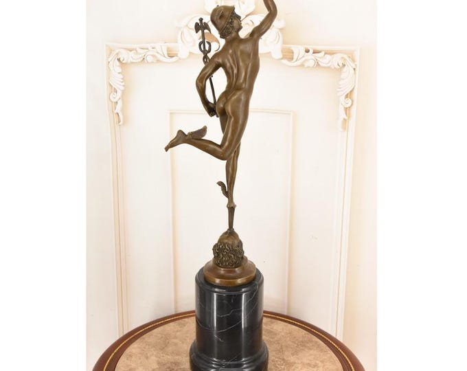 Bronze Mercury Statue: Vintage God of Trade Sculpture