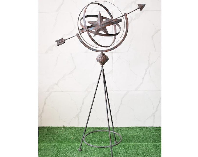 Large 100 cm Iron Sundial - Garden Decor Statue - Outdoor Sign - Garden Sundial Vintage Style - Exclusive Gift for Garden