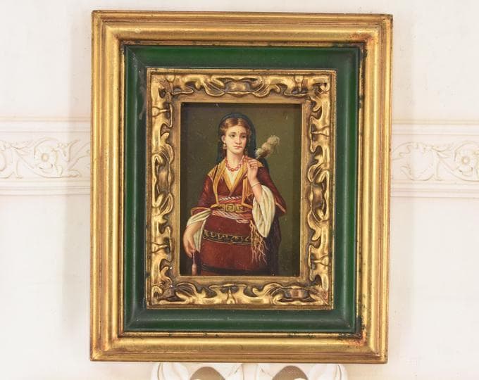 Orientalist Woman Oil Painting – Vintage French Art, Exotic Decor