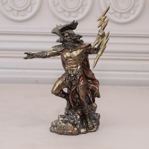 Handcrafted God Zeus with Thunderbolt - God Greek Mythology - God Statue - King of Gods - Home Decoration - Gift for Birthday Collector Item