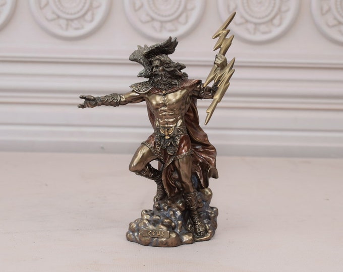 Handcrafted God Zeus with Thunderbolt - God Greek Mythology - God Statue - King of Gods - Home Decoration - Gift for Birthday Collector Item