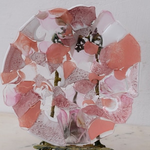 Pink Plateau Glass on Murano Style  Beaufitul Gift Handmade Product   Art Deco