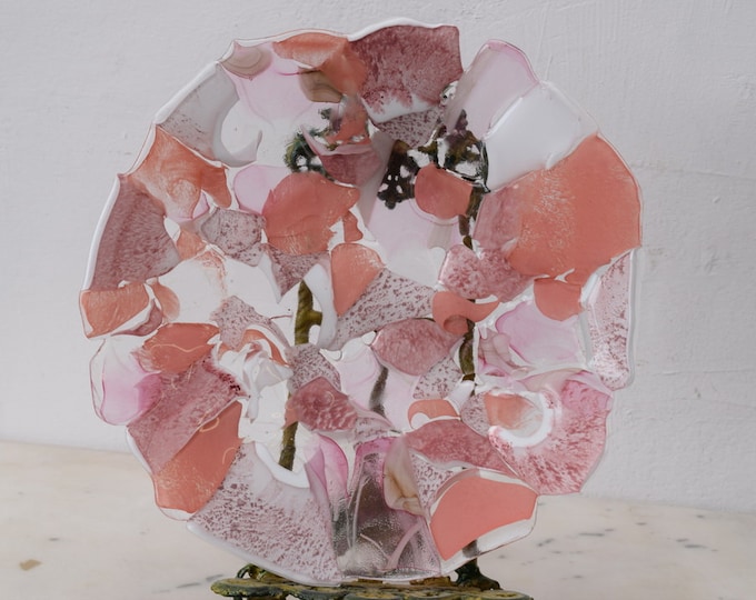 Pink Plateau Glass on Murano Style  Beaufitul Gift Handmade Product   Art Deco