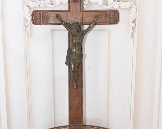 Vintage Wood Jesus Cross – Religious Wall Decor, 65cm