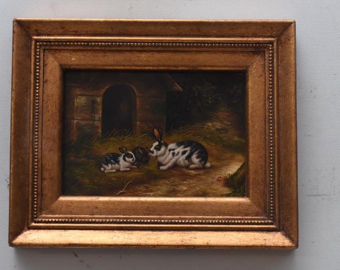 Vintage Paininting - Hare Oil Painting - Rabbit Art - Wall Art