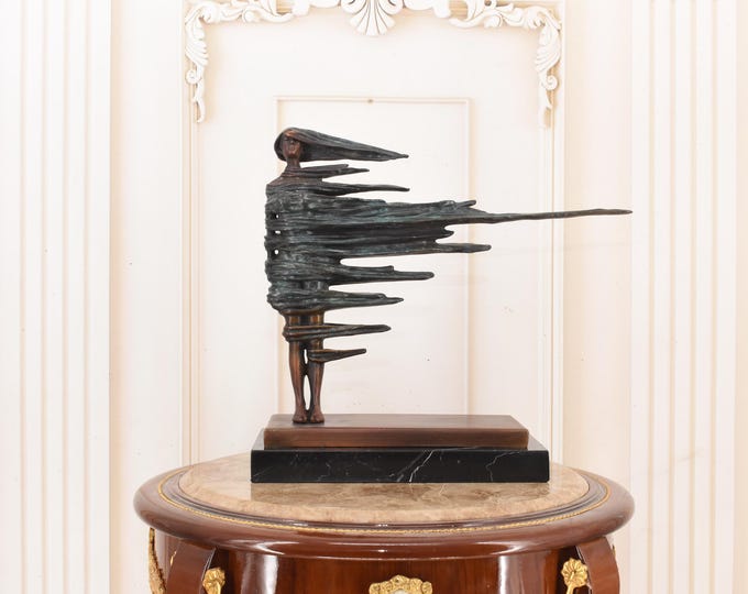 Amazing Large Surreal Bronze Art Work - Salvador Dali Style - Modernist Bronze Sculpture Woman - Abstract Figurine - Home Decor Gift Idea