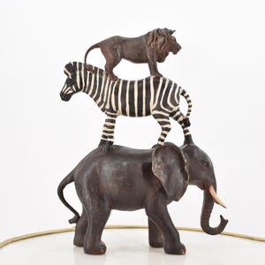 3 Animals Figurine Set – Lion, Zebra, and Elephant – African Wildlife Resin Statues – Unique Gift Idea for Animal Lovers