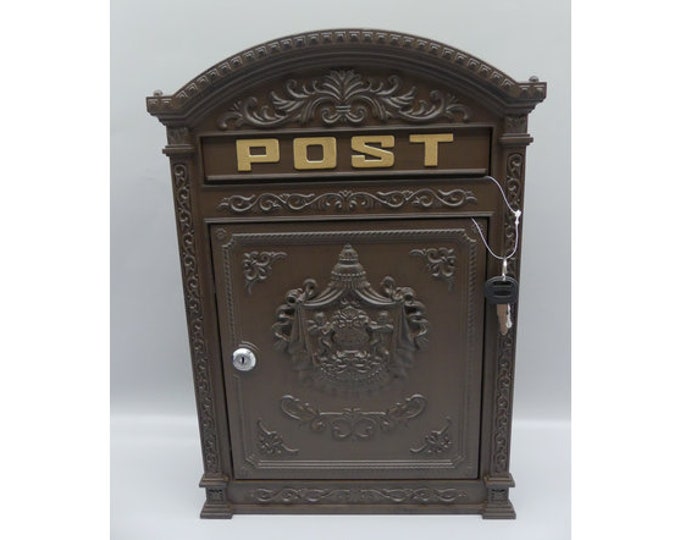 Mailbox A4 Letters Brown Vintage Style - Post Angels Ornaments Garden - Antique Style Decor Good Gift Idea