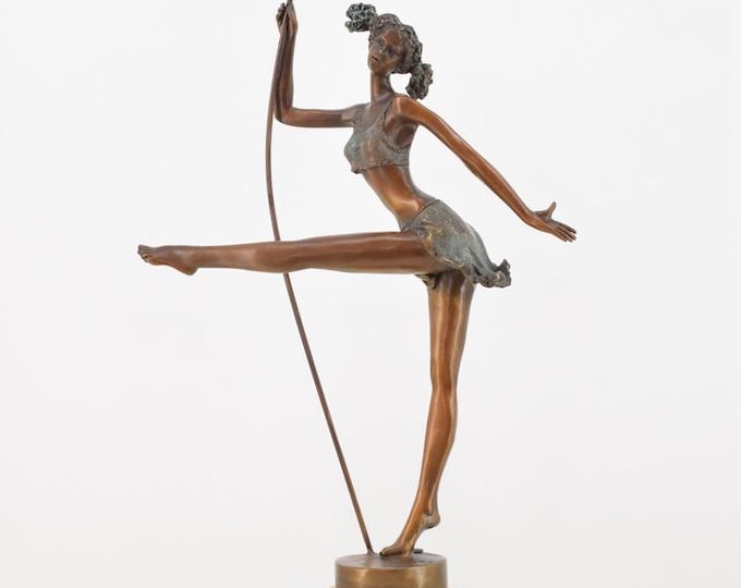 Bronze Gymnast Dancer Statue on Marble Base – Elegant Acrobat Sculpture – Artistic Home Decor & Gift Idea for Dancer