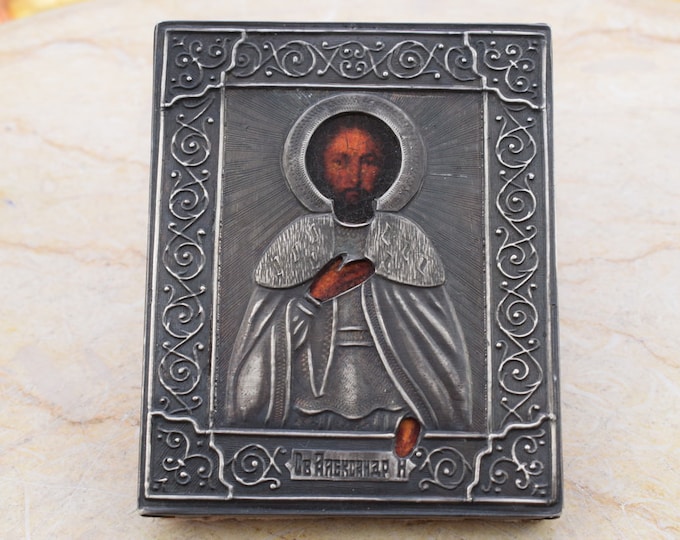 Antique Silver Icon Travel - Silver Orthodox Icon - Russia Silver 84 - Religious Icon - Handmade Icon - Art & Collectibles - Gift Idea