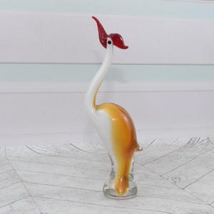 ホワイト ヘロン ガラス フィギュア - ベネチアン アート - ムラーノ スタイル ガラス - 重厚で重厚 - イタリアの高級ガラス - ホーム デコレーション