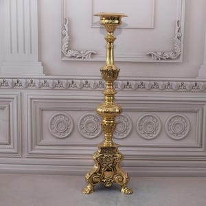 Candelabro de latón pulido - Candelabro de latón dorado - Candelabro exclusivo - Decoración para el hogar y la iglesia - Idea de regalo para cumpleaños