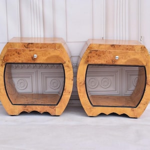 Art Deco Bedside Tables - Art Deco Table - Bent Wood Night Stand - Two Chest of Drawers - Wooden Table - Home Decor - Vintage Gift Decor